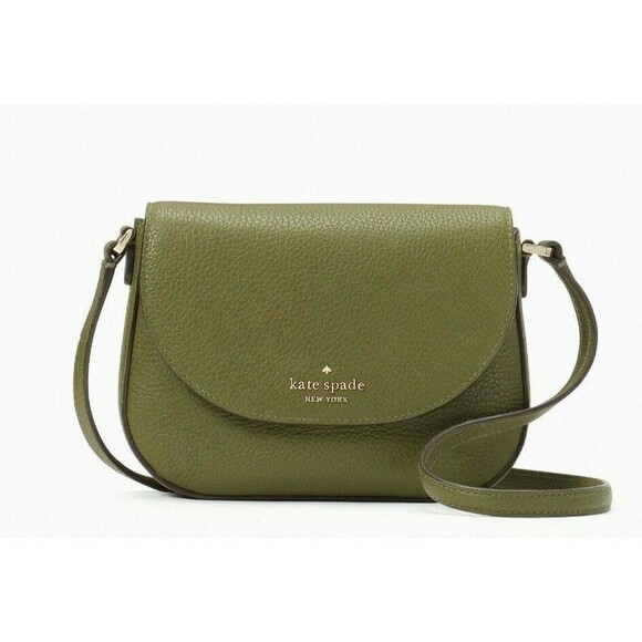 New Kate Spade Leila Mini Flap Crossbody Pebble Leather Enchanted Green - Picture 1 of 3